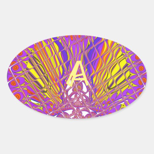 Letter A Colorful logo text design Oval Sticker