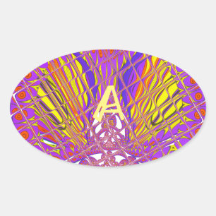 Letter A, Colorful logo text design Oval Sticker