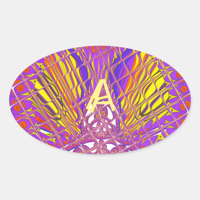 Letter A, Colorful logo text design Oval Sticker (Front)