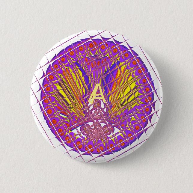 Letter A, Colorful logo text design Pinback Button (Front)