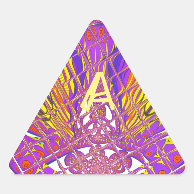 Letter A, Colorful logo text design Triangle Sticker (Front)