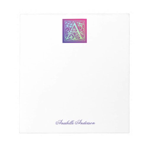 Letter A Colorful Vintage First Letter Gradient Notepad