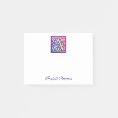 Letter A Colorful Vintage First Letter Gradient  Post_it Notes