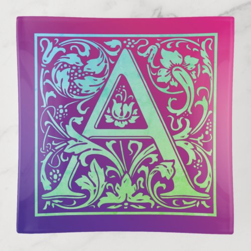Letter A Colorful Vintage First Letter Gradient Trinket Tray