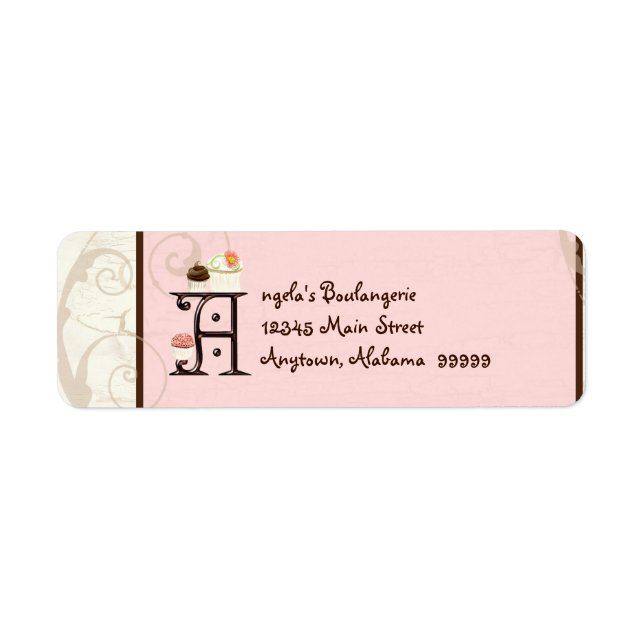 Letter A  Cupcake Business Address Mailing Labels (Front)