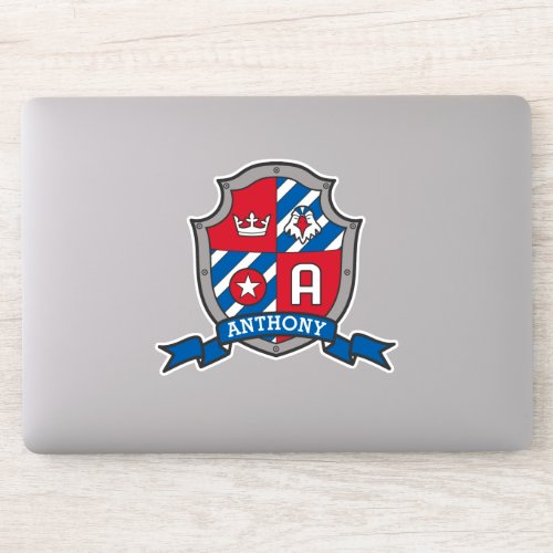 Letter A custom name Anthony eagle knights crest S Sticker