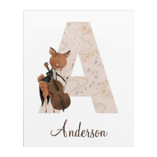Letter A Deer Playing Cello Acrylic Art