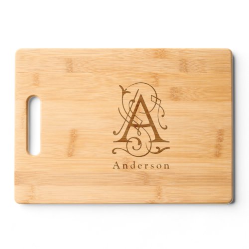 Letter A Elegant Monogram Personalized Name Cutting Board