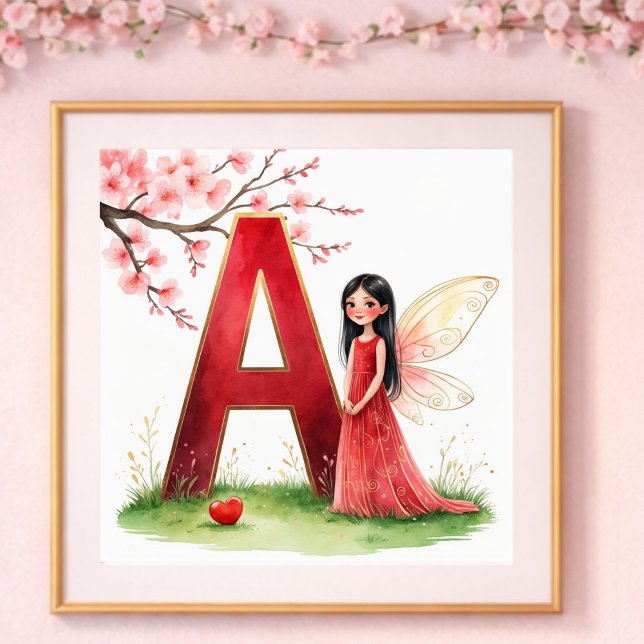 Letter A Fairy Nursery Poster - Cherry Blossoms (Creator Uploaded)