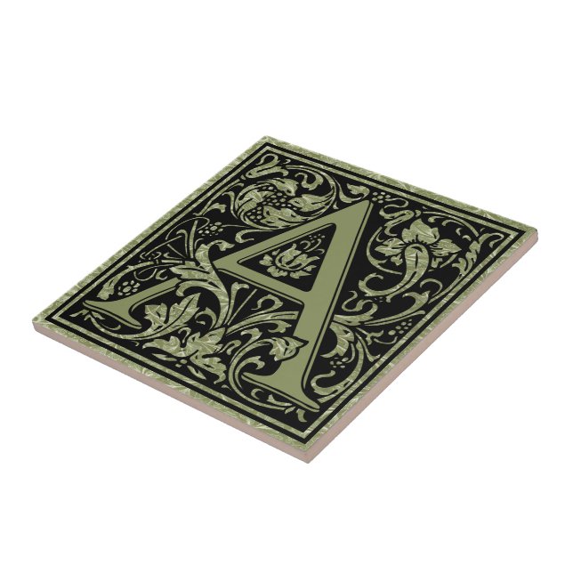 Letter A First Letter Monogram Ceramic Tile (Side)