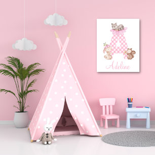 Letter A Forest Animal Acrylic Art