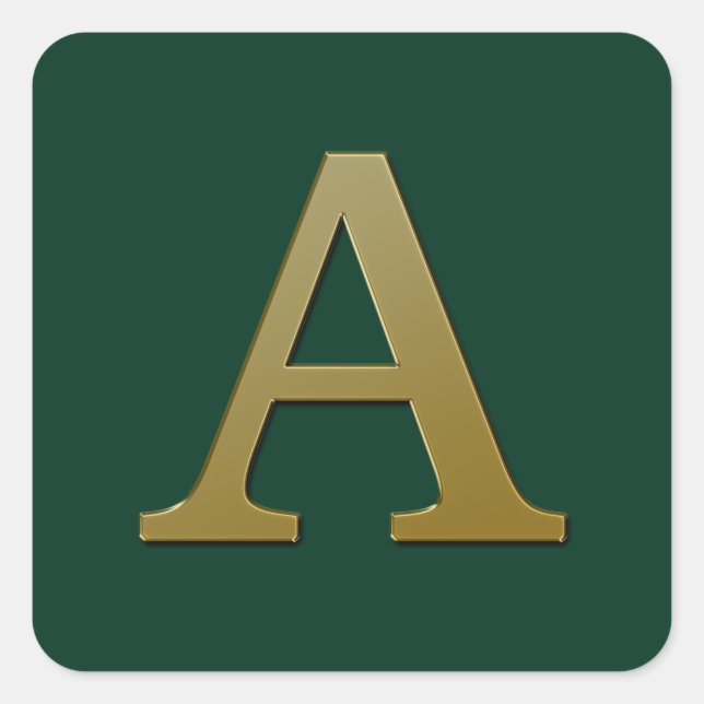 Letter A Gold Square Sticker (Front)