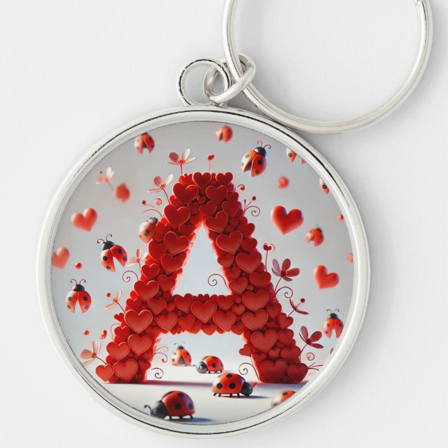 ❤️ Letter A Heart Design Gift For Her 🎁 Keychain (Front)
