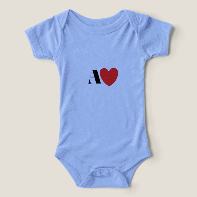 Letter A Heart - Valentine Initial Love Design Infant T-shirt (Design Front)