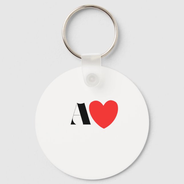 Letter A Heart - Valentine Initial Love Design Keychain (Front)