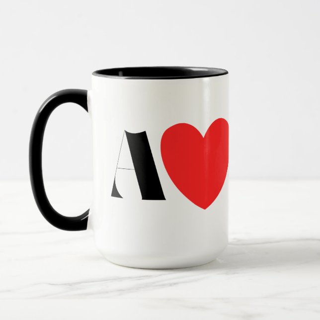 Letter A Heart - Valentine Initial Love Design Mug (Left)