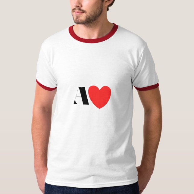 Letter A Heart - Valentine Initial Love Design T-Shirt (Front)