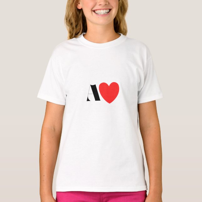 Letter A Heart - Valentine Initial Love Design T-Shirt (Front)