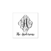 Letter S Initial Elegant Flourish Monogram Name Rubber Stamp