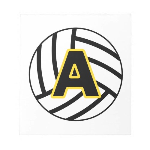Letter A Initial Volleyball Monogram Notepad