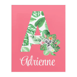 Letter A Lemur Acrylic Wall Art
