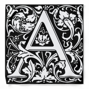 Letter A Medieval Monogram Art Nouveau Bandana