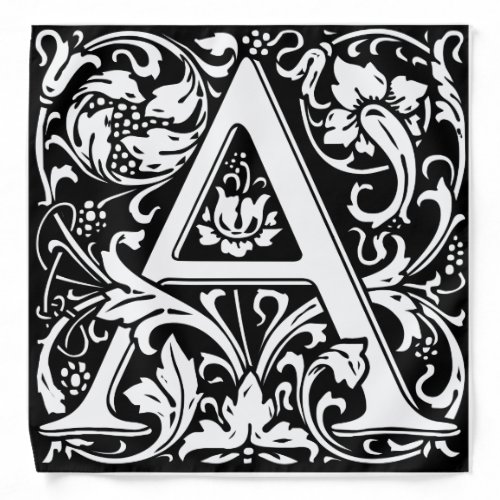 Letter A Medieval Monogram Art Nouveau Bandana