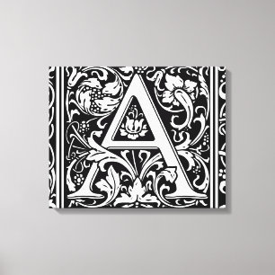 Letter A Medieval Monogram Art Nouveau Canvas Print