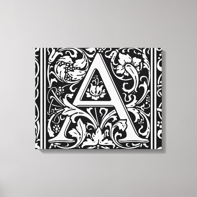Letter A Medieval Monogram Art Nouveau Canvas Print (Front)
