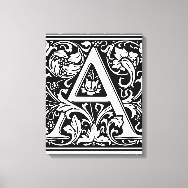 Letter A Medieval Monogram Art Nouveau Canvas Print (Front)