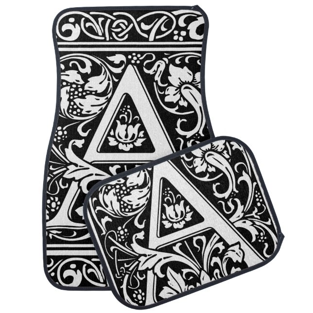 Letter A Medieval Monogram Art Nouveau Car Mat (Set)
