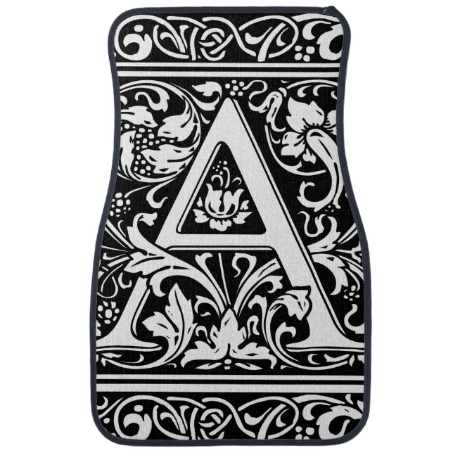 Letter A Medieval Monogram Art Nouveau Car Mat (Front)