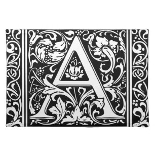 Letter A Medieval Monogram Art Nouveau Cloth Placemat