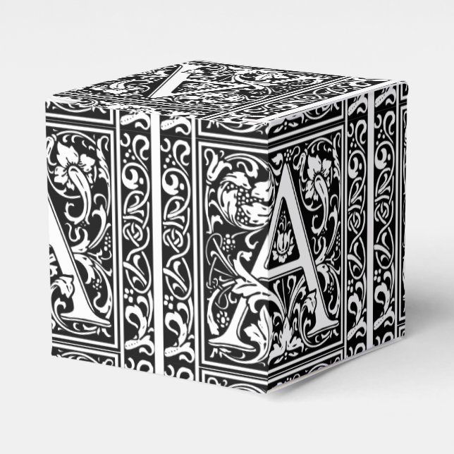 Letter A Medieval Monogram Art Nouveau Favor Boxes (Front Side)