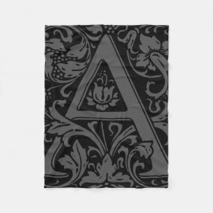 Letter A Medieval Monogram Art Nouveau Fleece Blanket