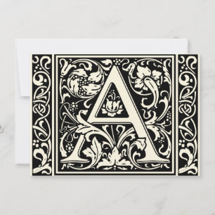 Letter A Medieval Monogram Art Nouveau Invitation