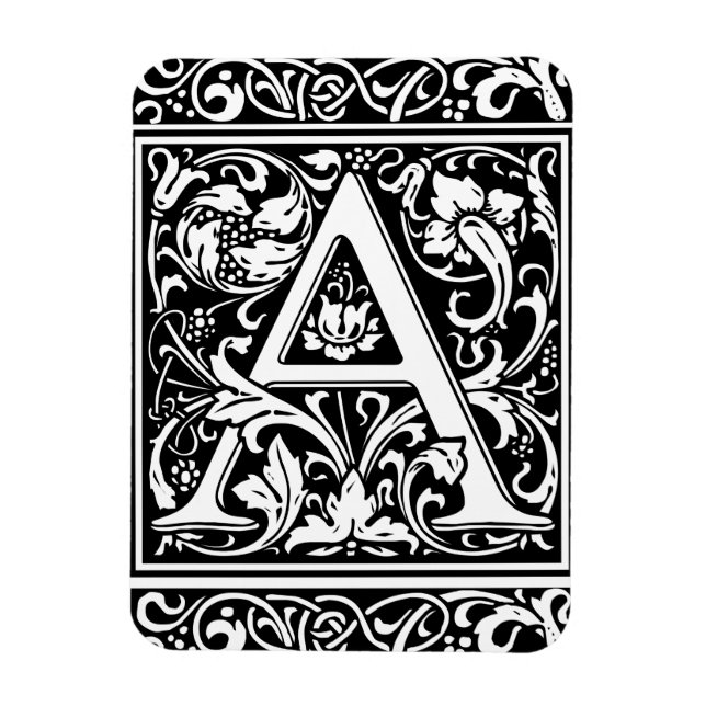 Letter A Medieval Monogram Art Nouveau Magnet (Vertical)