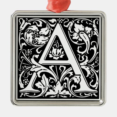 Letter A Medieval Monogram Art Nouveau Metal Ornament