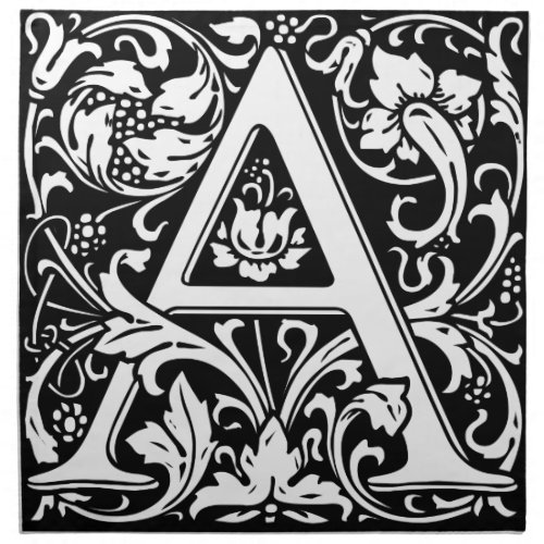 Letter A Medieval Monogram Art Nouveau Napkin