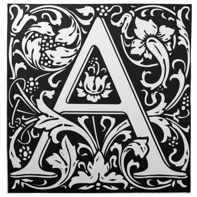 Letter A Medieval Monogram Art Nouveau Napkin (Front)
