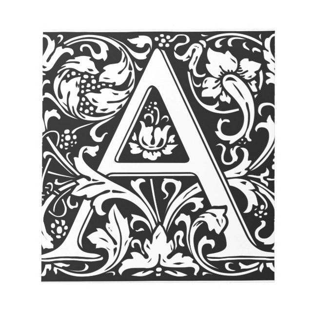 Letter A Medieval Monogram Art Nouveau Notepad (Front)
