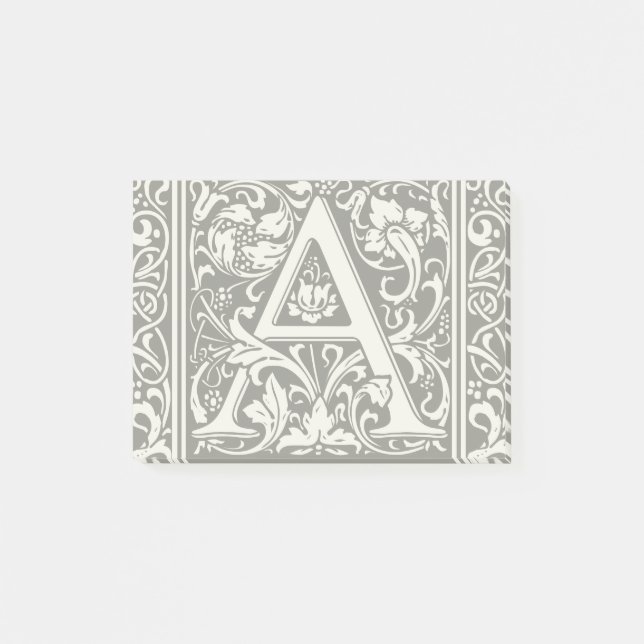 Letter A Medieval Monogram Art Nouveau Post-it Notes (Front)