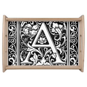 Letter A Medieval Monogram Art Nouveau Serving Tray