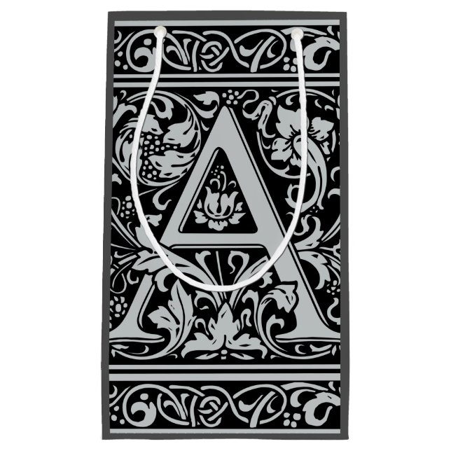Letter A Medieval Monogram Art Nouveau Small Gift Bag (Front)