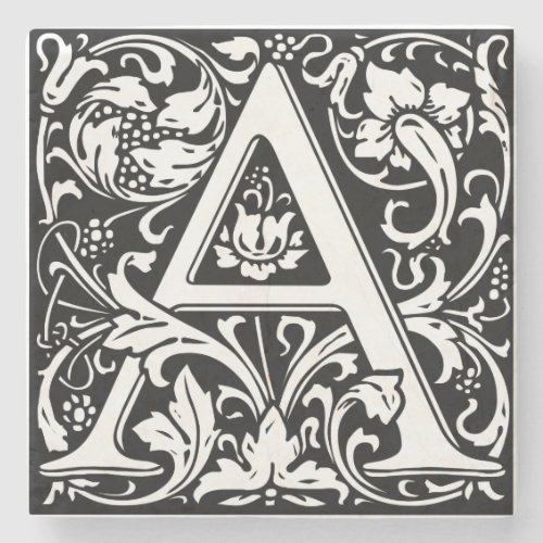 Letter A Medieval Monogram Art Nouveau Stone Coaster