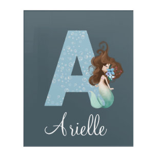 Letter A Mermaid Acrylic Art Print