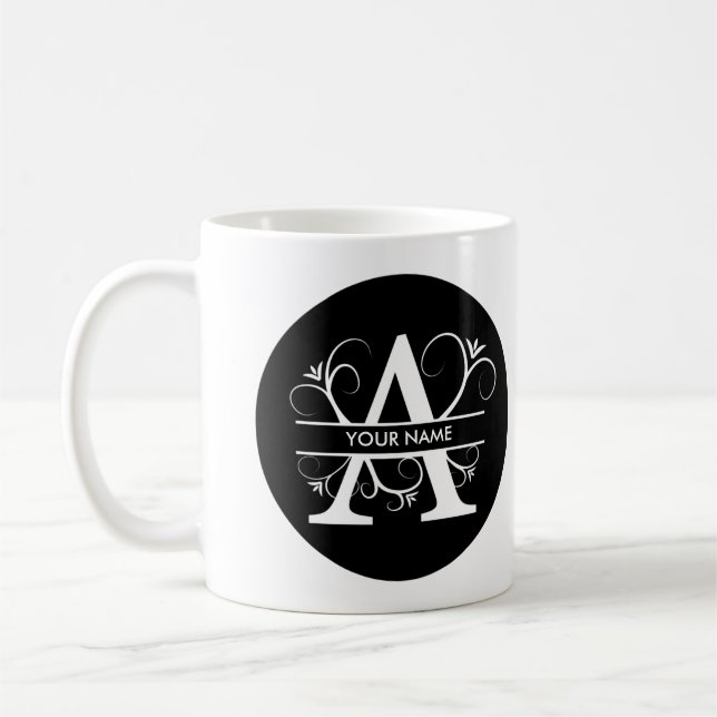Letter A - Monogram Black & White Coffee Mug (Left)
