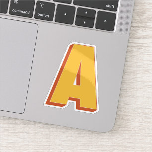 Letter A Monogram, Bold 3D Type Font Initial Sticker
