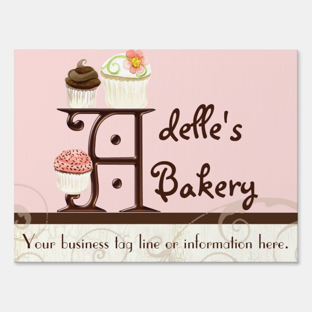 Letter A Monogram Dessert Bakery Business Signage (Front)