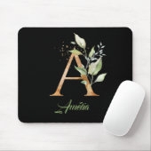 Letter A monogram greenery eucalyptus gold  Mouse  Mouse Pad (With Mouse)